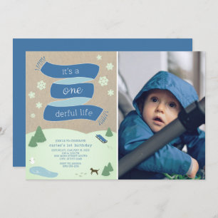 It's a Onederful Life Winter Photo 1st Birthday Invitation
