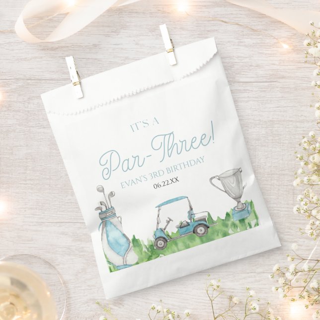 It's A Par-Three Blue Golf 3rd Birthday Party Favor Bag (Clipped)