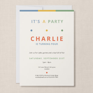 It's a Party Color Pop Kid's Birthday Invitation