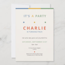 It's a Party Color Pop Kid's Birthday Invitation