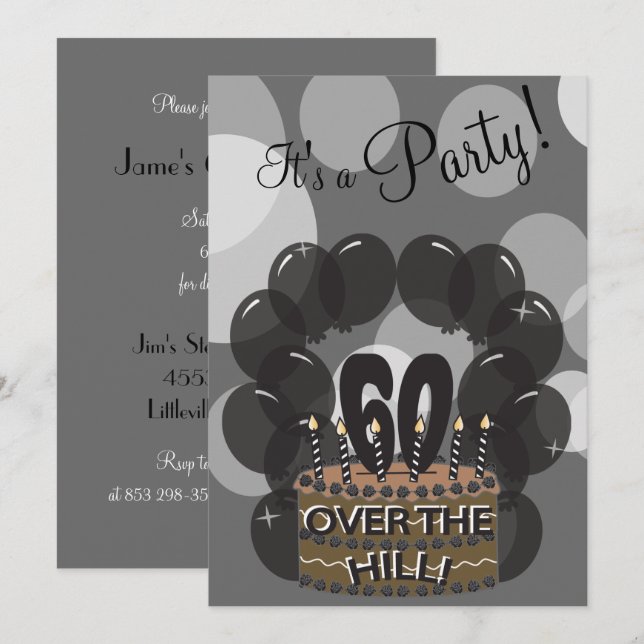 It's A Party | DIY Name | 60th Birthday Invitation (Front/Back)