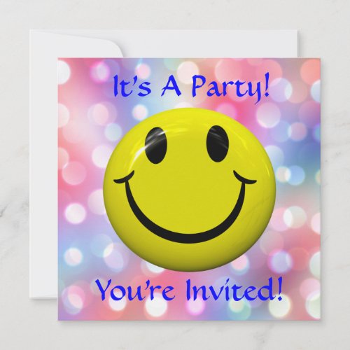 Its A Party Fun Happy Face Invitation