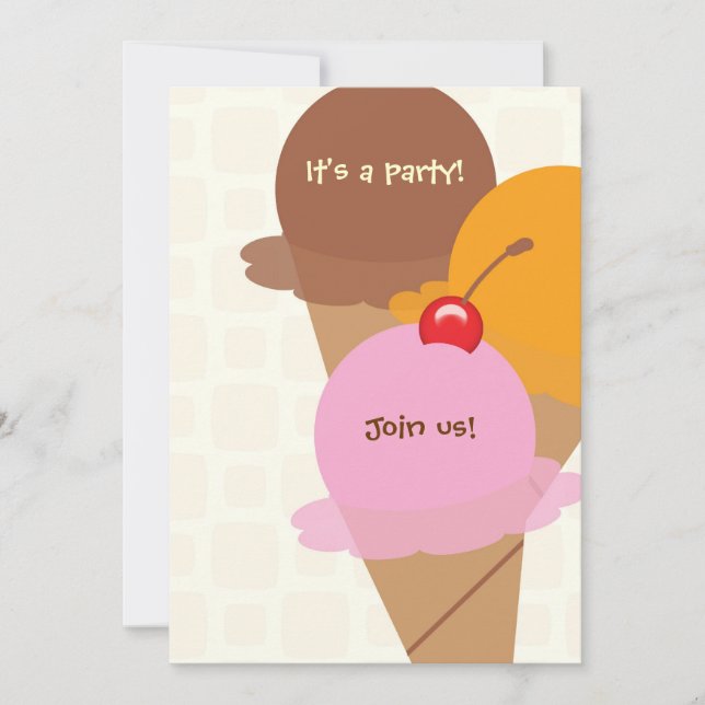 It's a party ice cream birthday party invitation (Front)