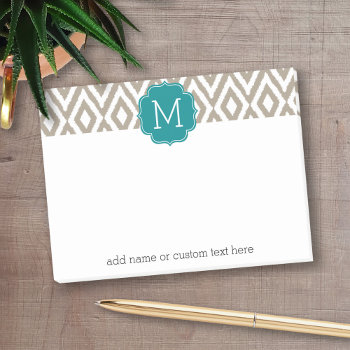It's A Party - Ikat Pattern With Custom Monogram Post-it Notes by GotchaShop at Zazzle