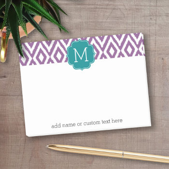 It's A Party - Ikat Pattern With Custom Monogram Post-it Notes by GotchaShop at Zazzle