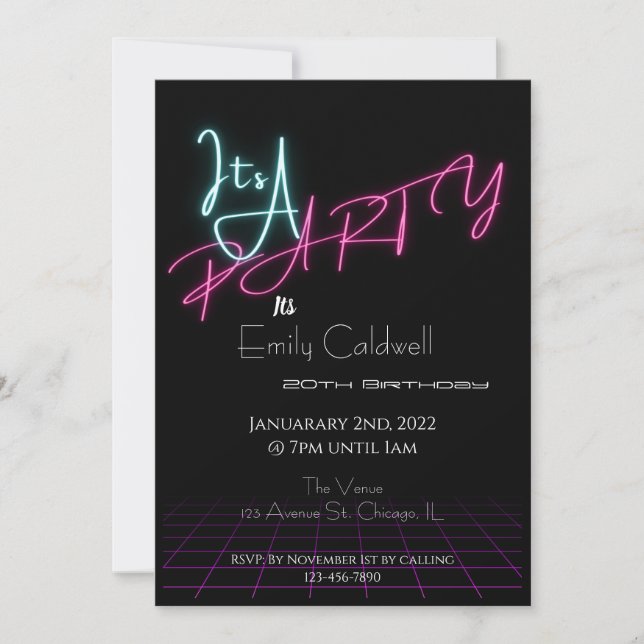 Its a Party - Invitation Neon (Front)