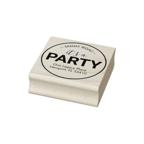 Its a Party Return Address Rubber Stamp
