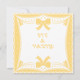 It's A Party Yellow Bow Invitation
