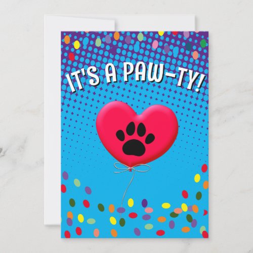 Its A Paw_Ty Dog Party Gradient Invitation