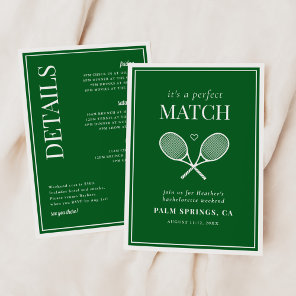 It's A Perfect Match Tennis Bachelorette Invitation