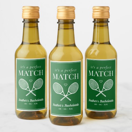 Its A Perfect Match Tennis Bachelorette Wine Label