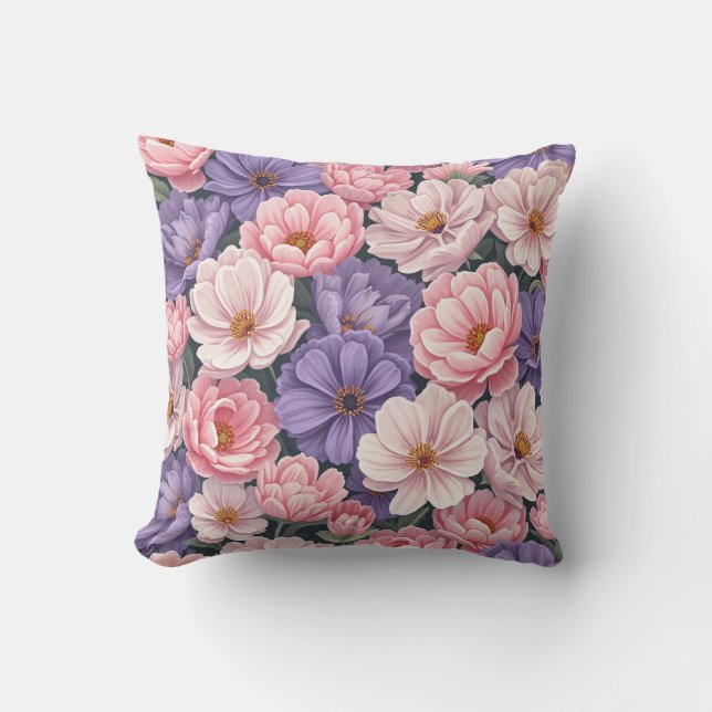 It's a pink and purple mixed pattern cushion. throw pillow (Front)