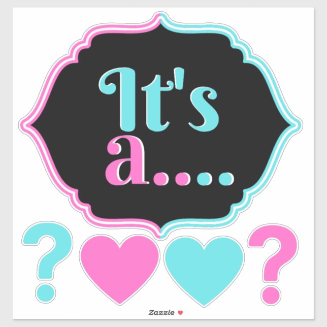 It's a...Pink & Blue Gender Reveal Baby Shower Sticker (Sheet)