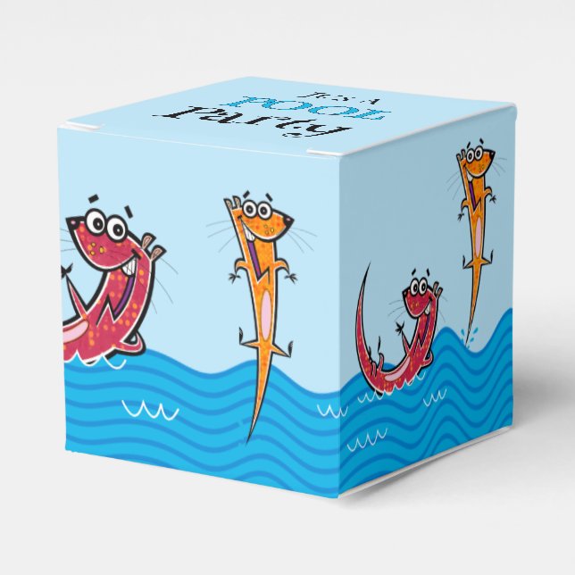 It's A Pool Party With Otters Favor Boxes (Front Side)