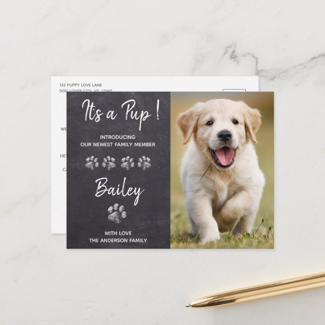 It's a Pup New Pet Puppy Dog Announcement Postcard Zazzle