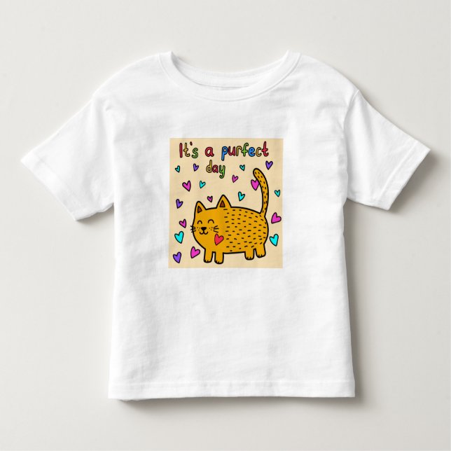 It's a Purfect Day, Cute Cat w Hearts Toddler T-shirt (Front)