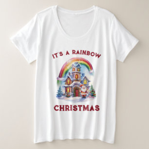 It's a Rainbow Christmas Plus Size Women's T-Shirt
