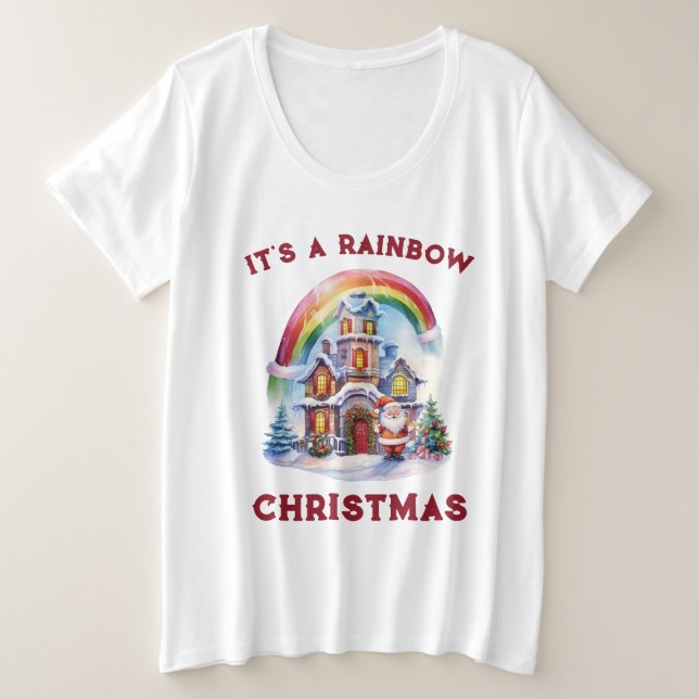 It's a Rainbow Christmas Plus Size Women's T-Shirt (Design Front)