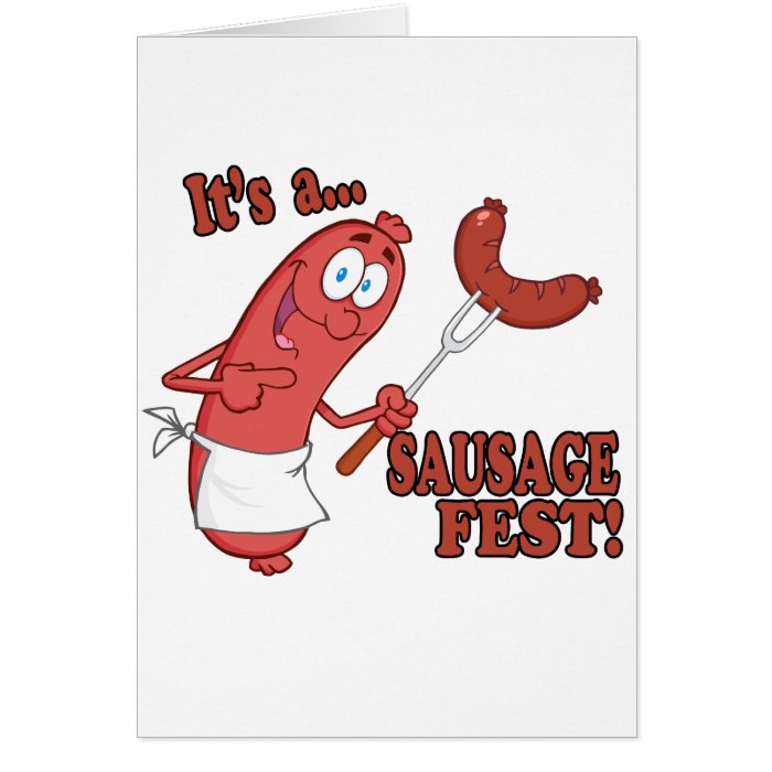 Its a Sausage Fest Funny Sausage Cooking Cartoon Cards