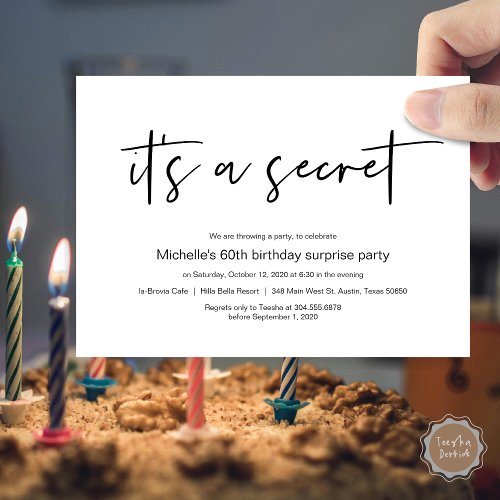 Its a secret Surprise Birthday Party Invitation