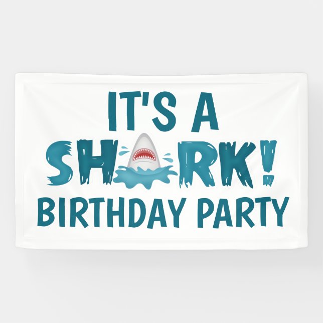 It's a SHARK Birthday Party Kid Banner (Horizontal)