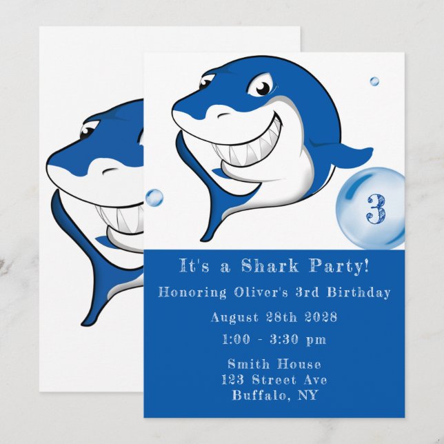 It's a Shark Party Boy Birthday Invitation (Front/Back)