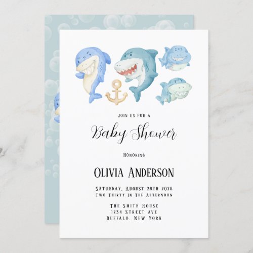 Its a Shark with Bubbles Baby Shower Invitation