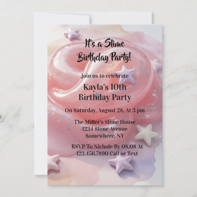 It's a Slime Birthday Party For Girl’s Invitation (Front)