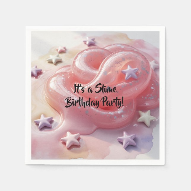 It's a Slime Birthday Party For Girl’s Napkins (Front)