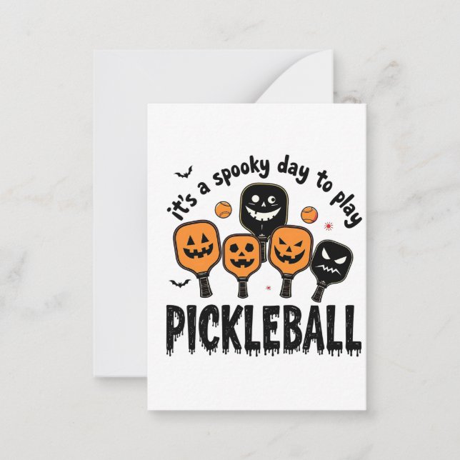 It's a Spooky Day To Play Pickleball Halloween  Note Card (Front)