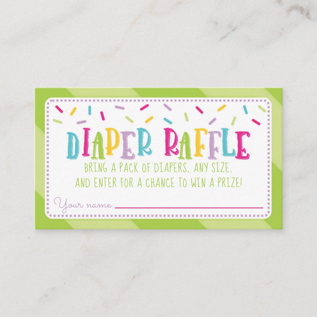 It's a Sprinkle Baby Shower Diaper Raffle green Enclosure Card