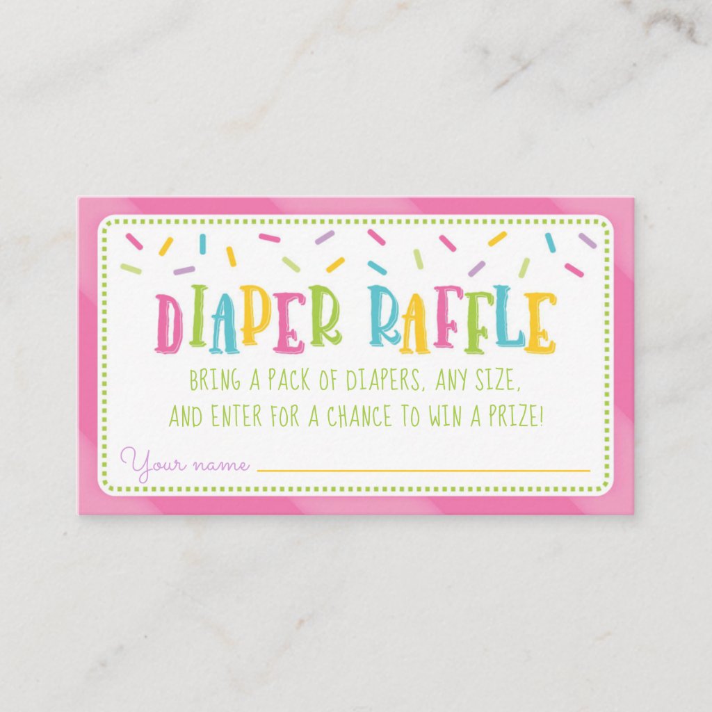 It's a Sprinkle Baby Shower Diaper Raffle Pink Enclosure Card