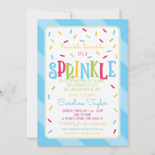 Its a Sprinkle Baby Shower Invitation card blue