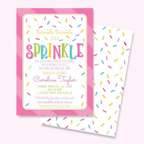 Its a Sprinkle Baby Shower Invitation card pink