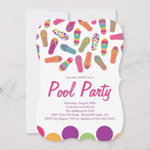 Its a Summer Flip Flop Pool Party Invitation