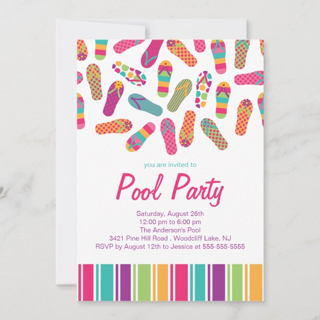 It's a Summer Flip Flop Pool Party Invitation (Front)
