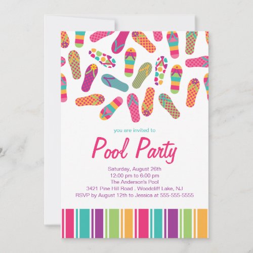 Its a Summer Flip Flop Pool Party Invitation