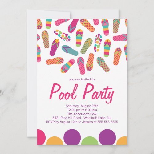 Its a Summer Flip Flop Pool Party Invitation