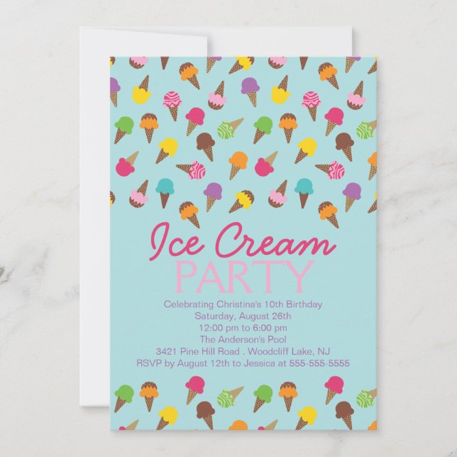 It's a Summer Ice Cream Party Invitation (Front)