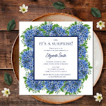 It's a Surprise 90th Birthday Party Blue Hydrangea Invitation<br><div class="desc">It's a Surprise 90th Birthday Party Blue Hydrangeas Invitation is a beautiful watercolor with blue hydrangeas and greenery. You can personalize by selecting "Personalize this template" or if you want to customize this design even further,  please select "Edit using Design tool". If you need matching items,  please contact me.</div>