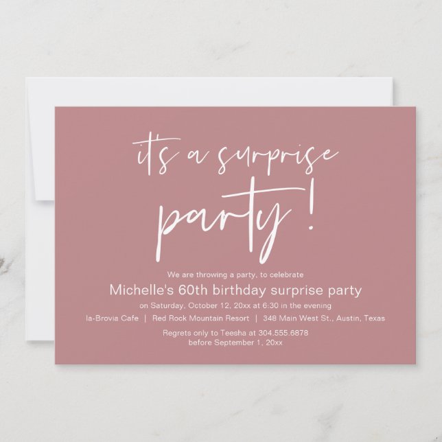 It's A Surprise Birthday Dinner Party Invitation (Front)