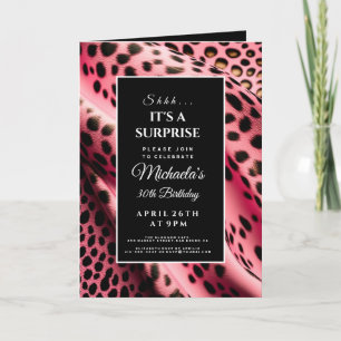 It's a surprise, pink leopard print, secret party invitation