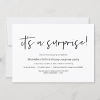 It's a surprise, Surprise Birthday Party Invitatio
