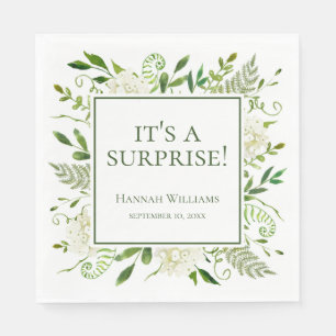 It's A Surprise White Hydrangeas Baby Shower Napkins