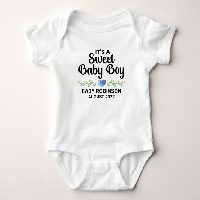 It's A Sweet Baby Boy Gender Reveal Announcement Baby Bodysuit (Front)