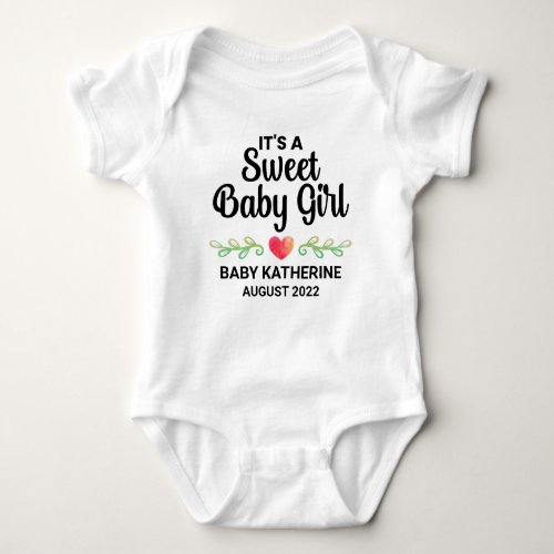 Its A Sweet Baby Girl Gender Reveal Announcement Baby Bodysuit