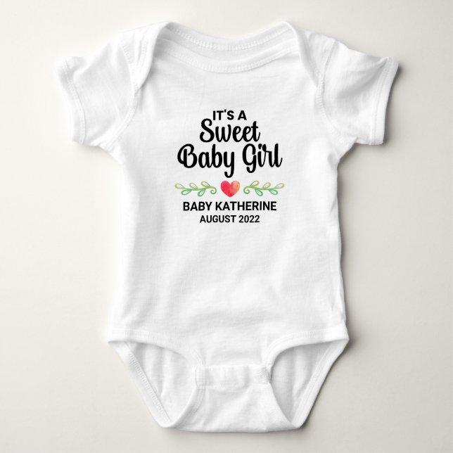 It's A Sweet Baby Girl Gender Reveal Announcement Bodysuit (Front)