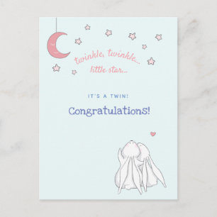 It's a twin! Congratulations - Cute Rabbits Postcard