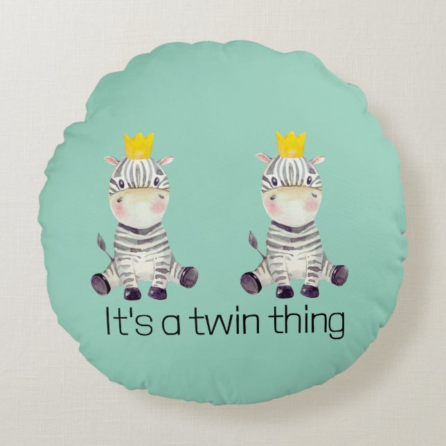 It's a twin thing nursery round pillow (Front)