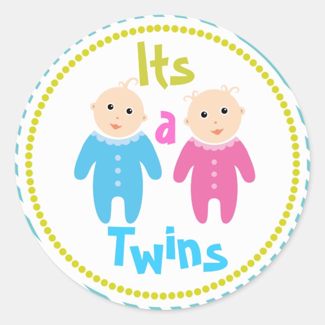 its a twins Baby Shower Sticker (Front)